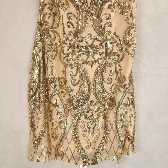 New PROMGRIL Women's (16) Champ/Gold Sequin Homecoming Cocktail Mini Dress $149 - Picture 6 of 11